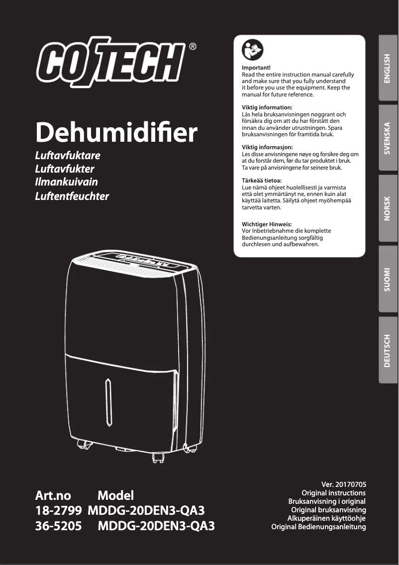 Page n°1 - Manuel utilisateur Cotech MDDG-20DEN3-QA3