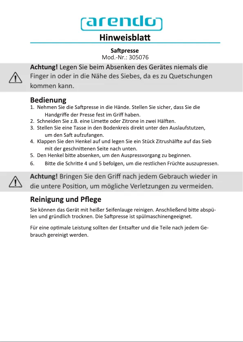 Image de la première page du manuel de l'appareil 305076