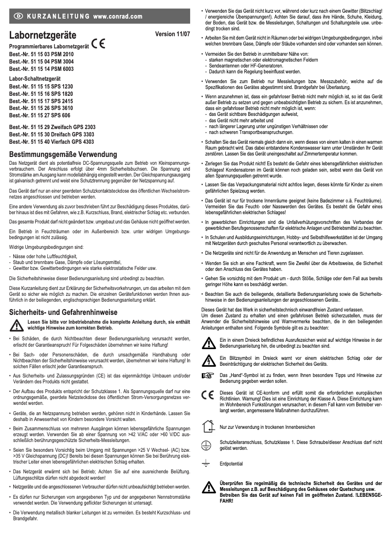 Page n°1 - Manuel utilisateur GW Instek SPS-606