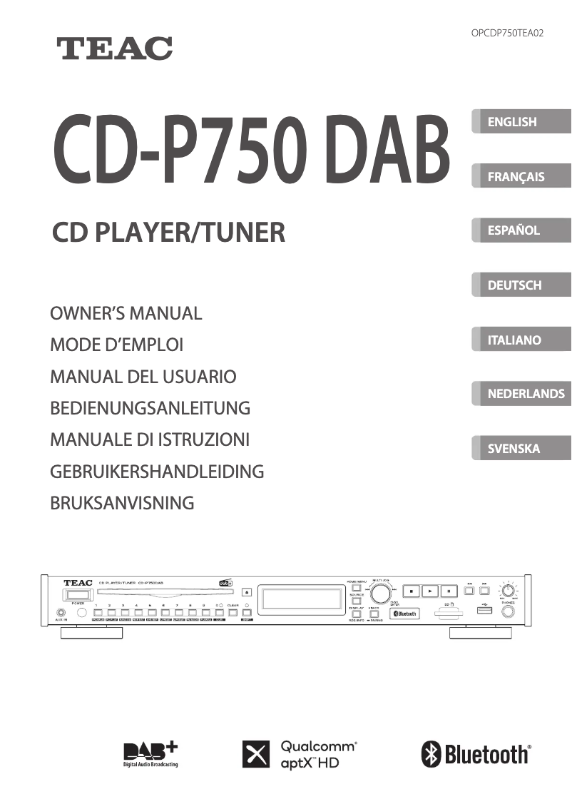 Page 1 de la notice Manuel utilisateur Teac CD-P750DAB