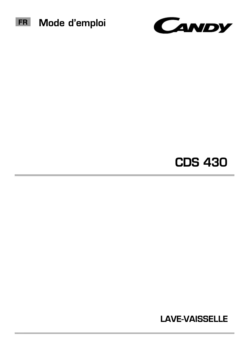 Page n°1 - Manuel utilisateur Candy CDS 430N-47
