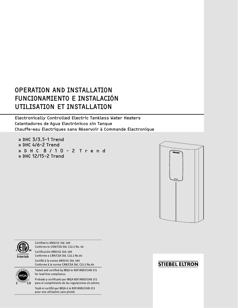 Page n°1 - Manuel utilisateur Stiebel Eltron DHC Trend