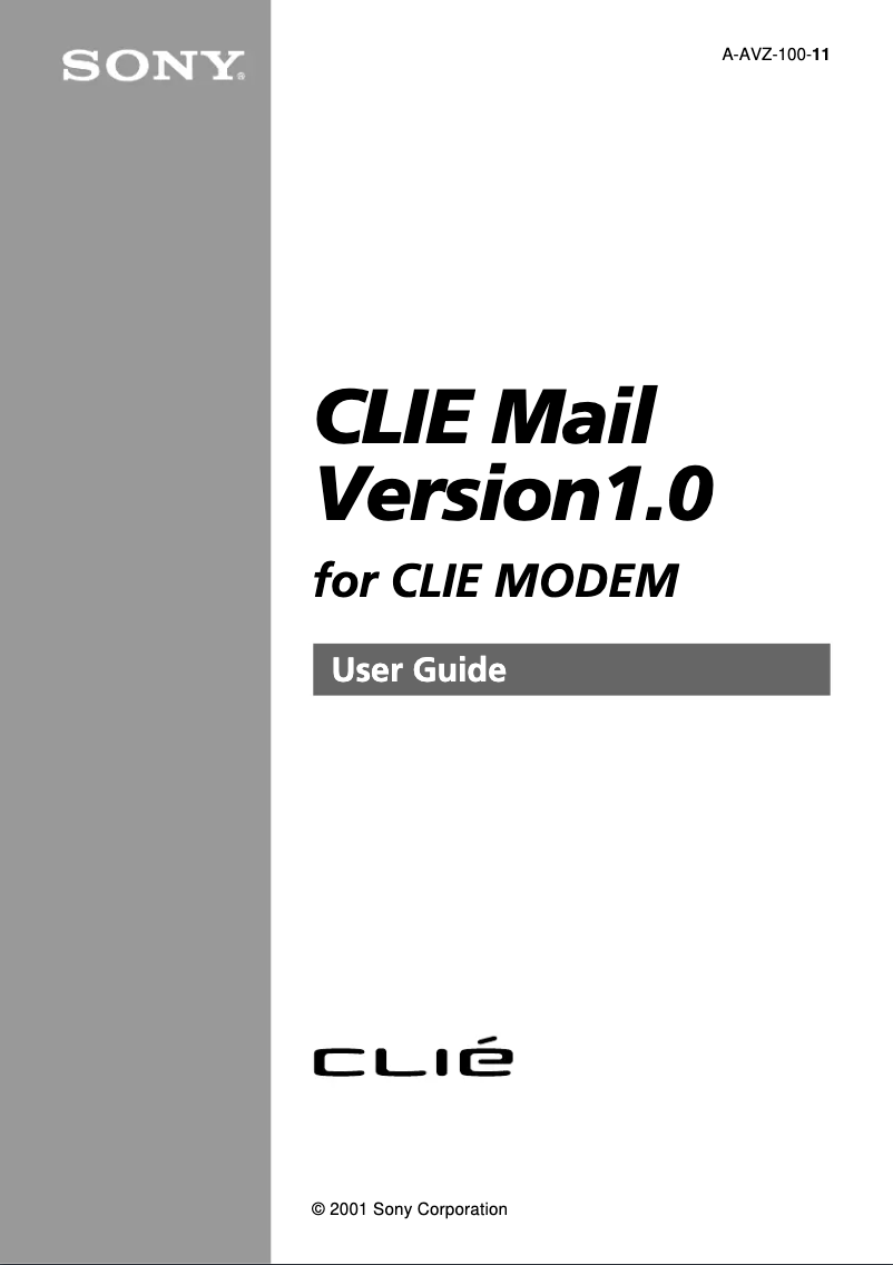 Page n°1 - Manuel utilisateur Sony Clié PEGA-MD700