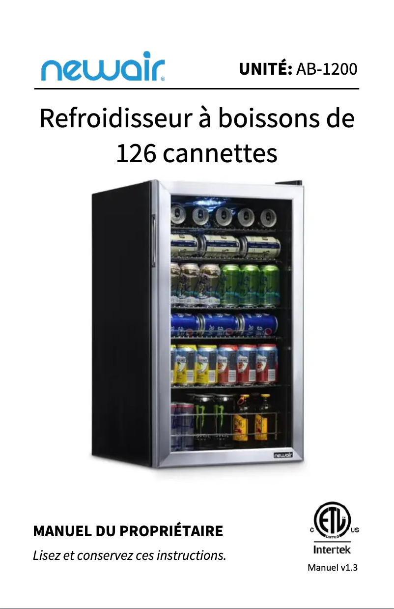 Page 1 de la notice Manuel utilisateur NewAir AB-1200