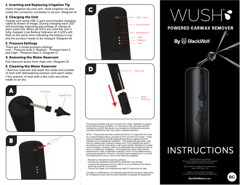 Page n°1 - Manuel utilisateur Black Wolf Wush