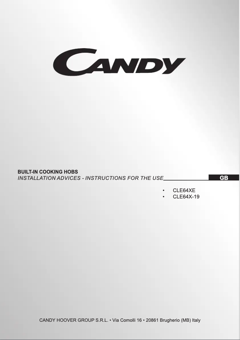 Page n°1 - Manuel utilisateur Candy CLE64X