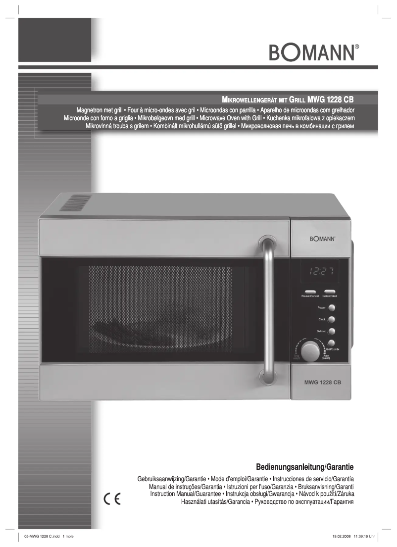Page n°1 - Manuel utilisateur Bomann MWG 1228 CB