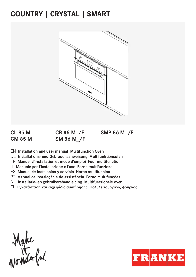 Page n°1 - Manuel utilisateur Franke CM 85 M GF