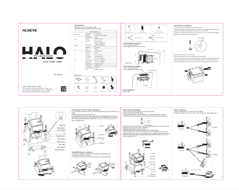 Page n°1 - Manuel utilisateur ALSEYE Halo AIO H120