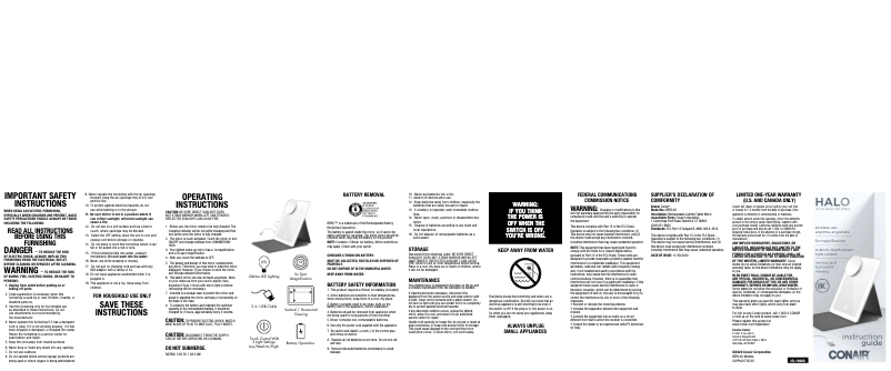 Page 1 de la notice Manuel utilisateur Conair BERC20