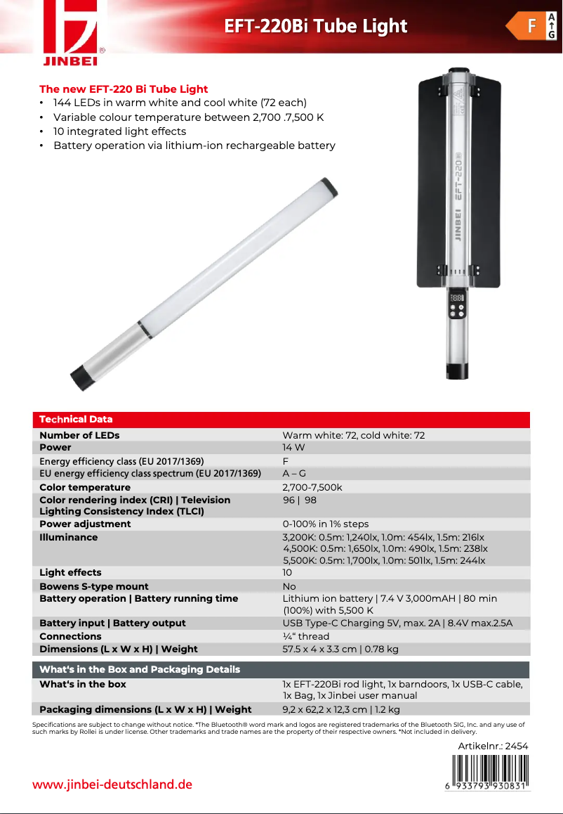 Image de la première page du manuel de l'appareil EFT-220 Bi