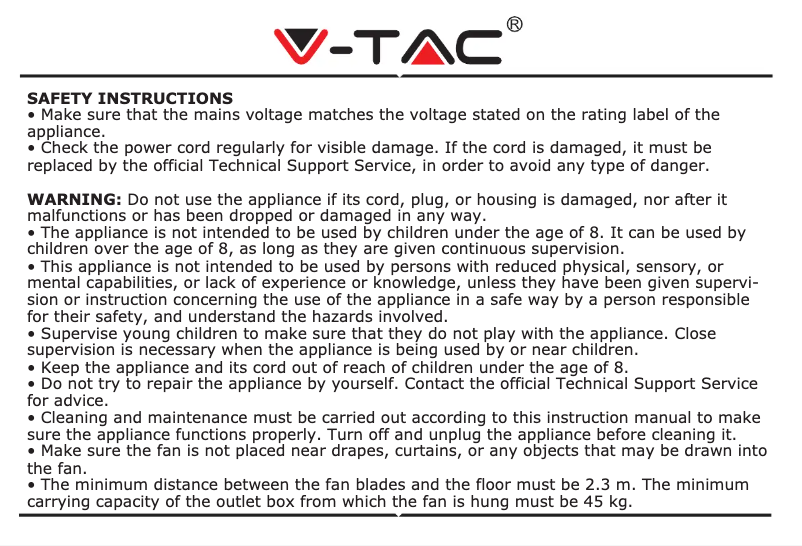 Page 1 de la notice Manuel utilisateur V-TAC VT-6053-5