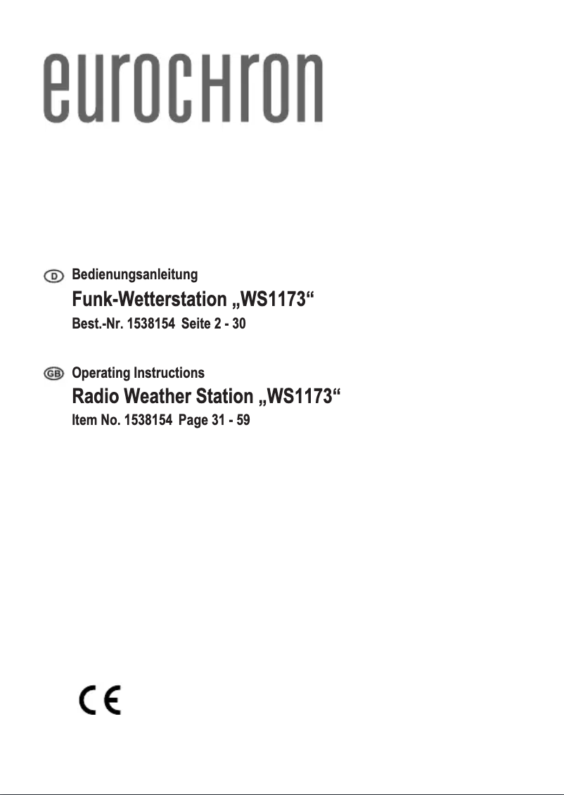 Page n°1 - Manuel utilisateur Eurochron WS1173