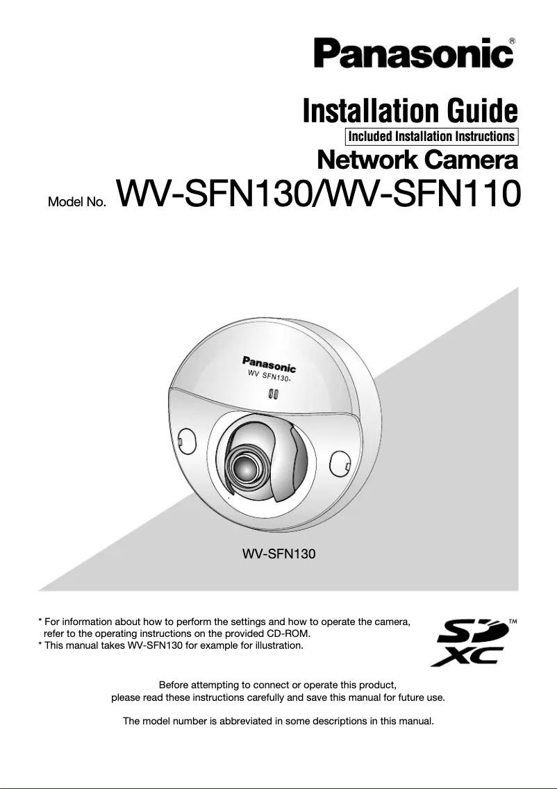 Page 1 de la notice Manuel utilisateur Panasonic WV-SFN110