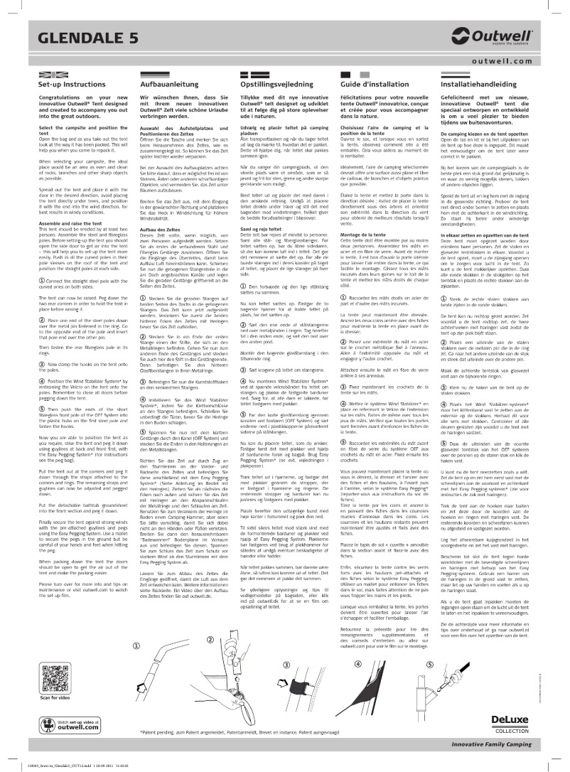 Page 1 de la notice Manuel utilisateur Outwell DeLuxe Mokka Glendale 5