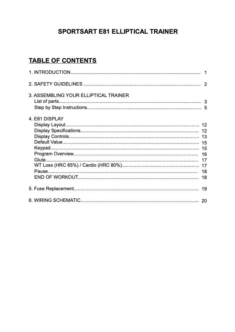 Page 1 de la notice Manuel utilisateur SportsArt E81