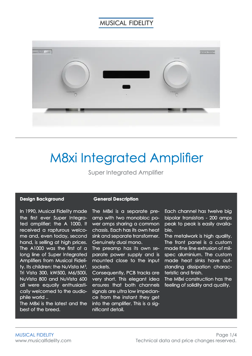 Image de la première page du manuel de l'appareil M8xi