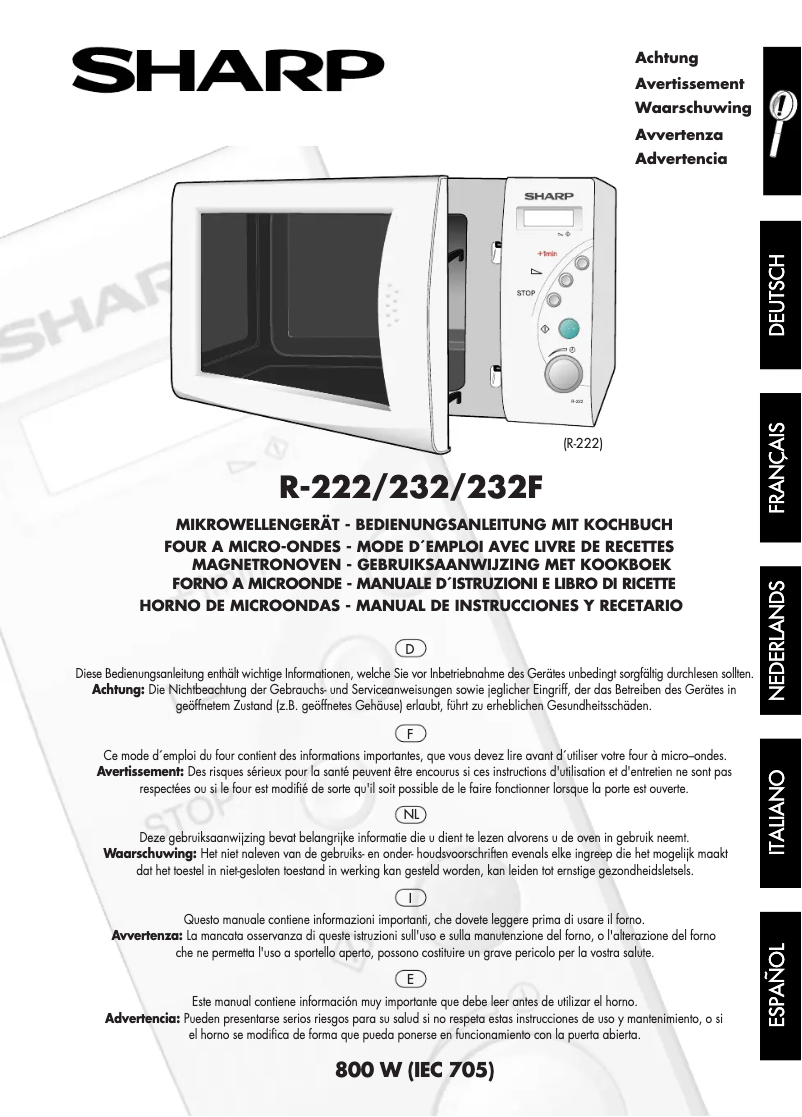 Page n°1 - Manuel utilisateur Sharp R-232F