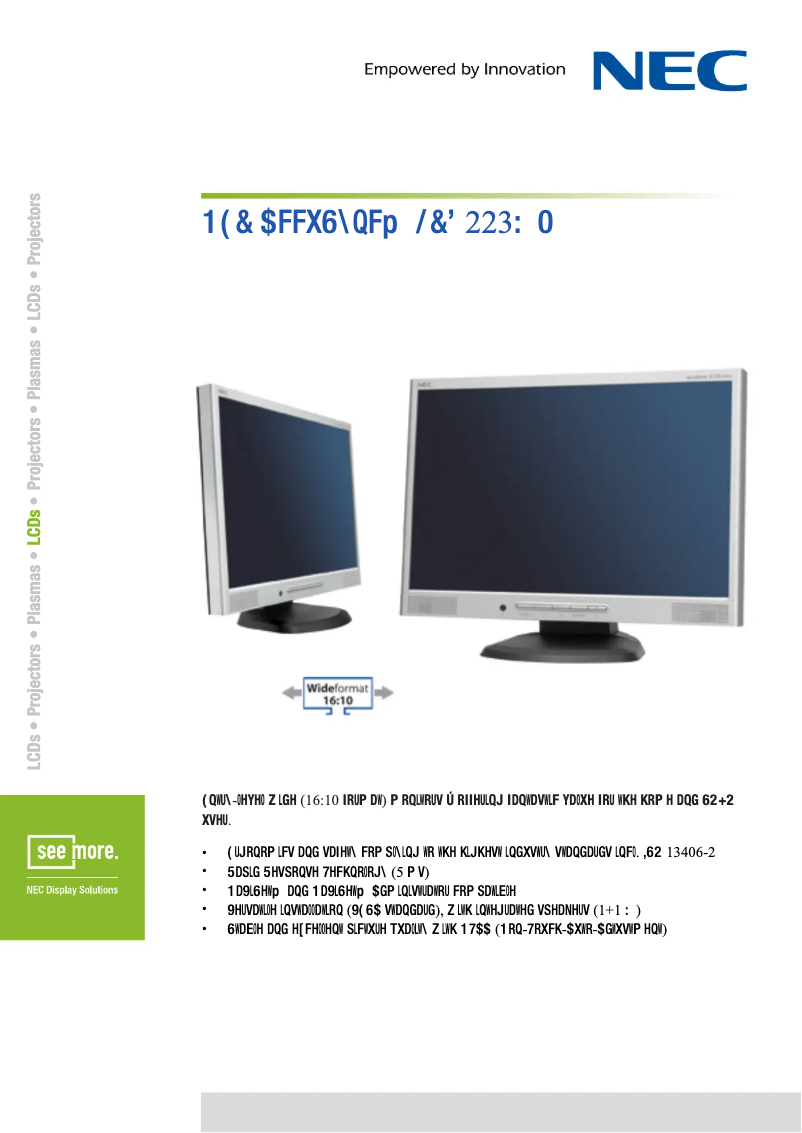 Página 1 del manual Ficha técnica NEC AccuSync LCD223WM