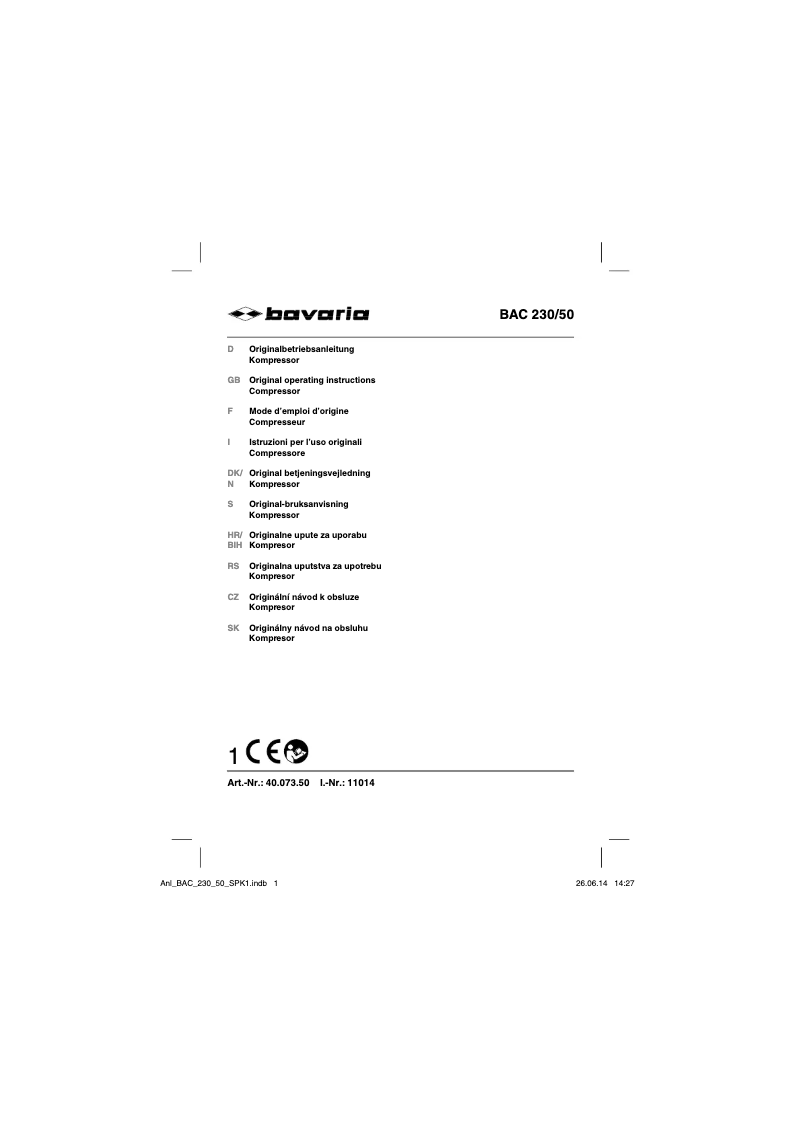 Página 1 del manual Manual de usuario Bavaria BAC 230/50