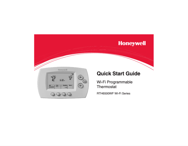 Page 1 de la notice Guide de démarrage rapide Honeywell RTH6580WF