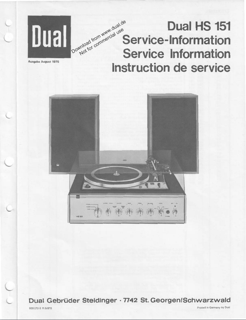 Page n°1 - Manuel utilisateur Dual HS151