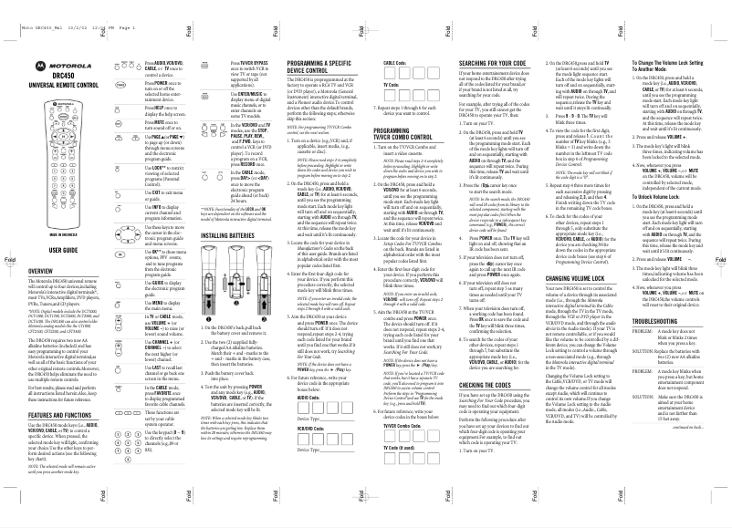 Página 1 del manual Manual de usuario Motorola DRC450