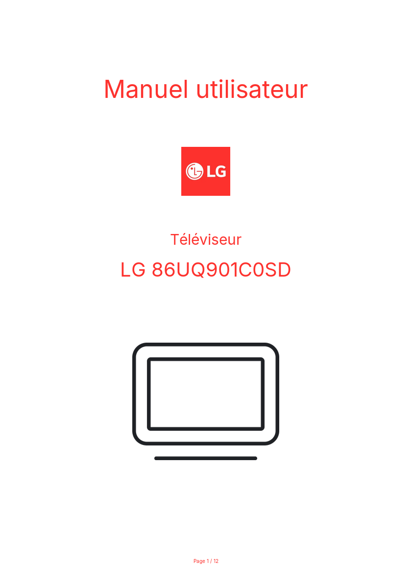 Page n°1 - Manuel utilisateur LG 86UQ901C0SD