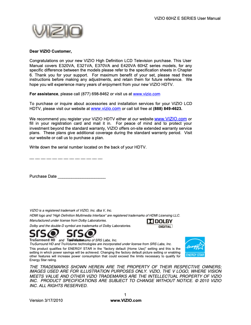 Image de la première page du manuel de l'appareil E321VA