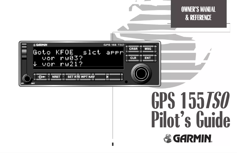 Page 1 de la notice Manuel utilisateur Garmin GPS 155 TSO