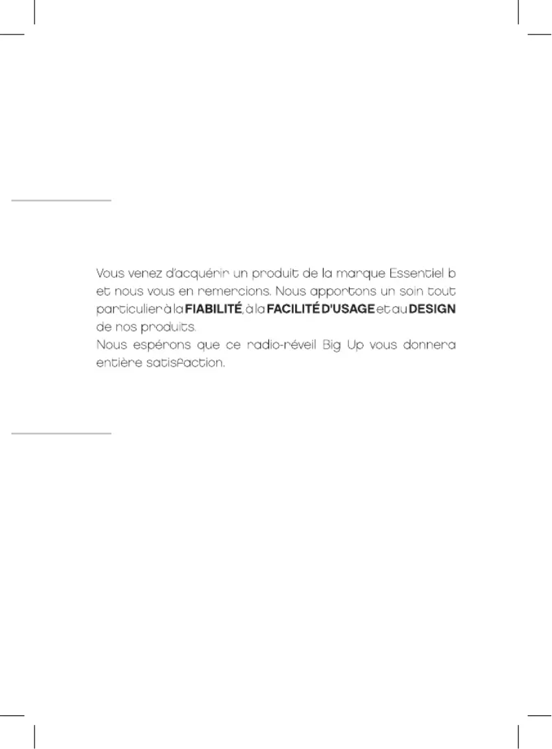 Image de la première page du manuel de l'appareil Big Up