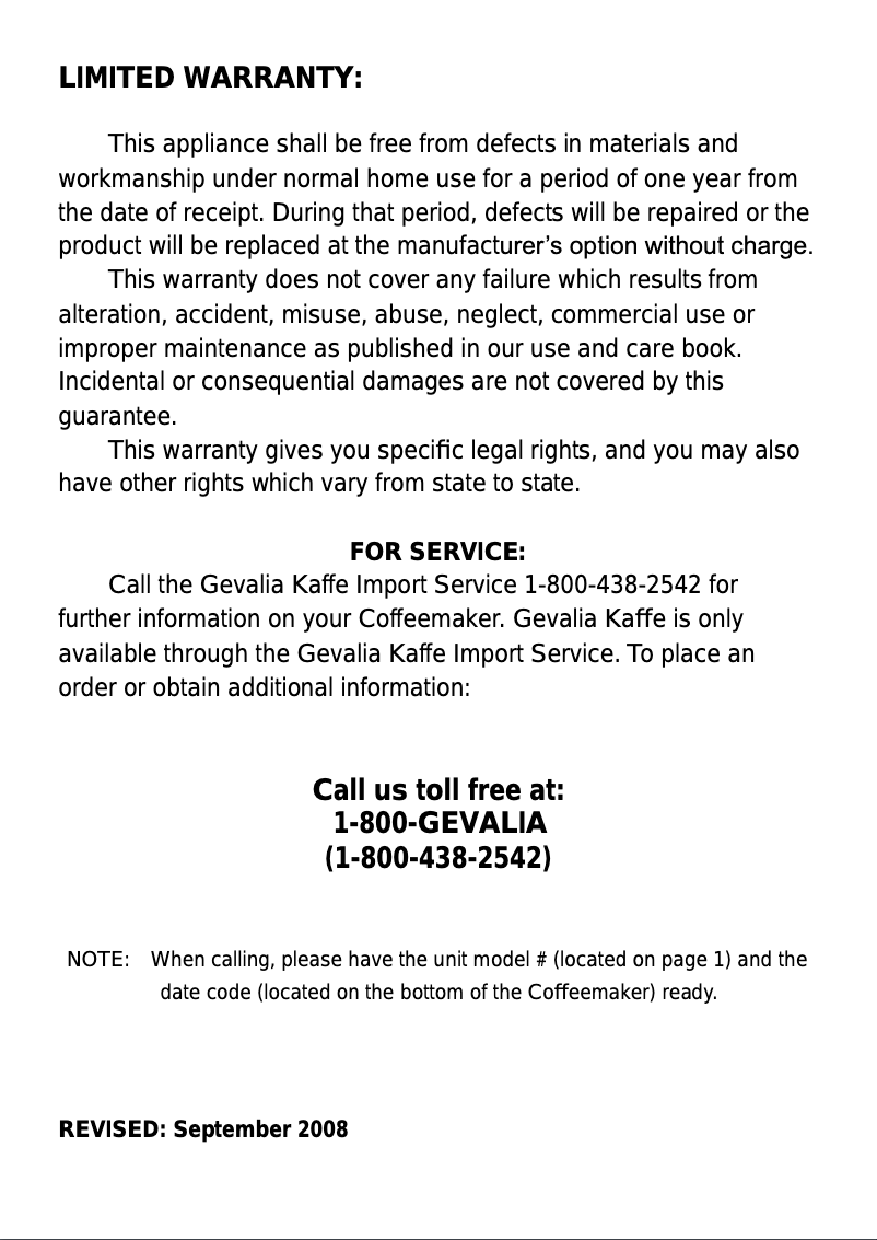 Page n°1 - Manuel utilisateur Gevalia C84-3A