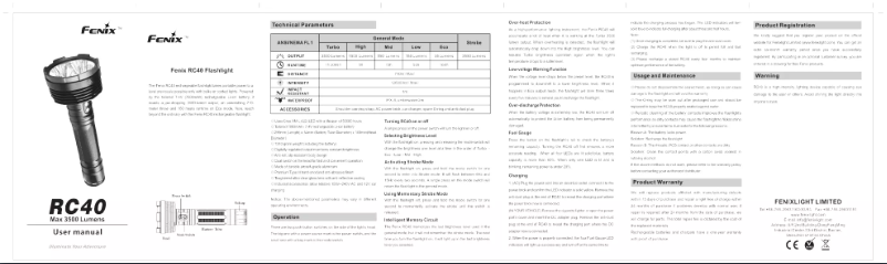 Page 1 de la notice Manuel utilisateur Fenix RC40