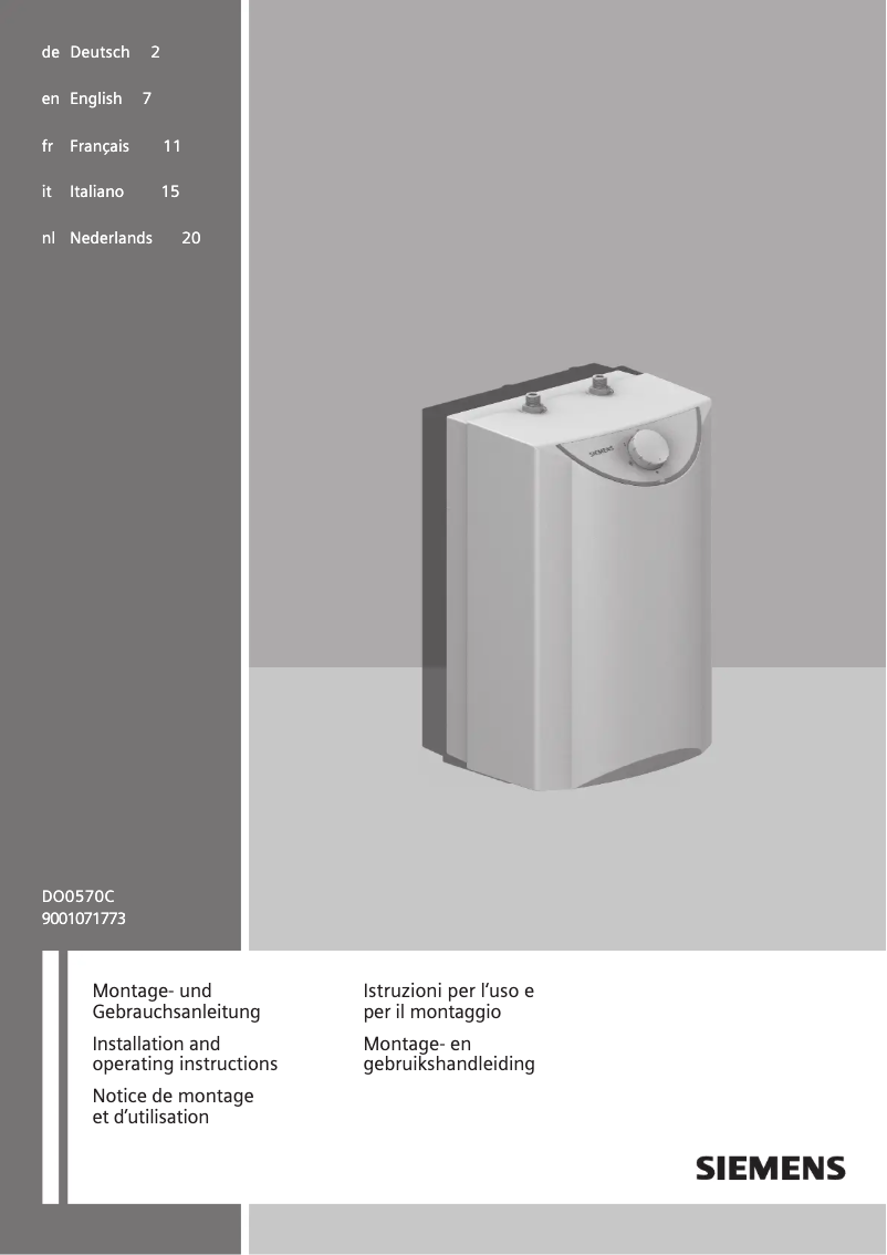 Image de la première page du manuel de l'appareil DO0570C