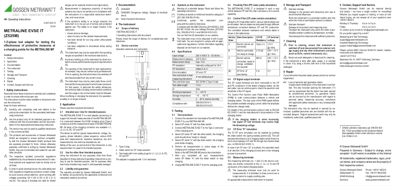 Image de la première page du manuel de l'appareil METRALINE EVSE IT Z525M