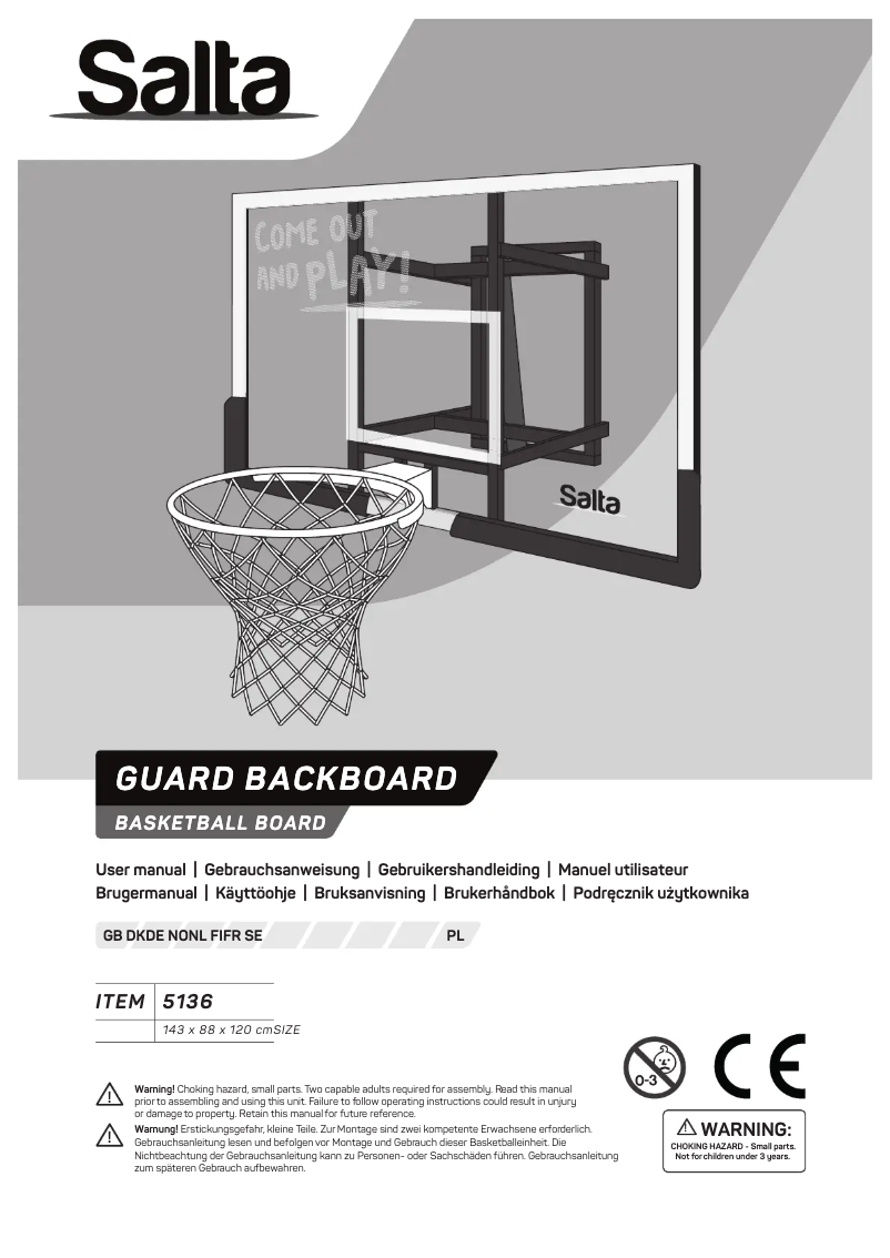 Page 1 de la notice Manuel utilisateur Salta Guard Backboard 5136