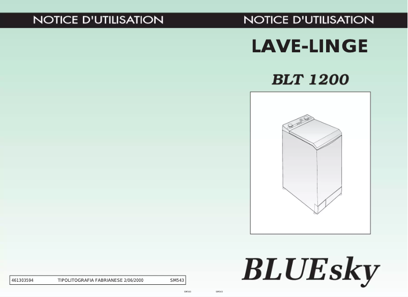 Page n°1 - Manuel utilisateur Bluesky BLT 1200