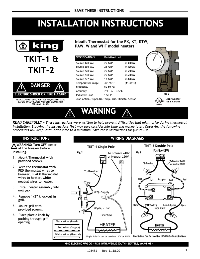 Image de la première page du manuel de l'appareil TKIT-2BW