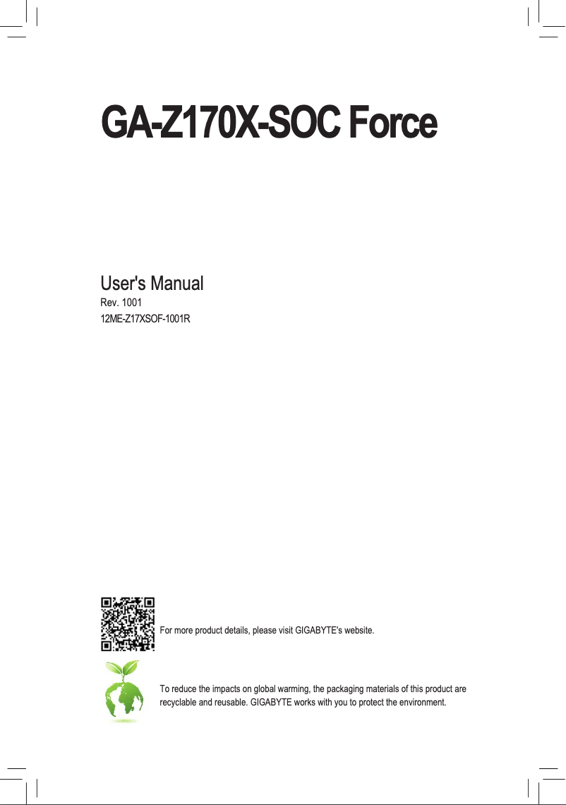 Page n°1 - Manuel utilisateur Gigabyte GA-Z170X-SOC FORCE