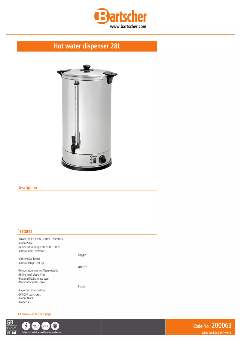 Image de la première page du manuel de l'appareil 200063