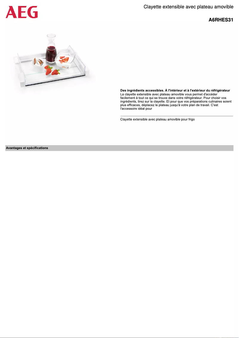 Page n°1 - Manuel utilisateur AEG A6RHES31