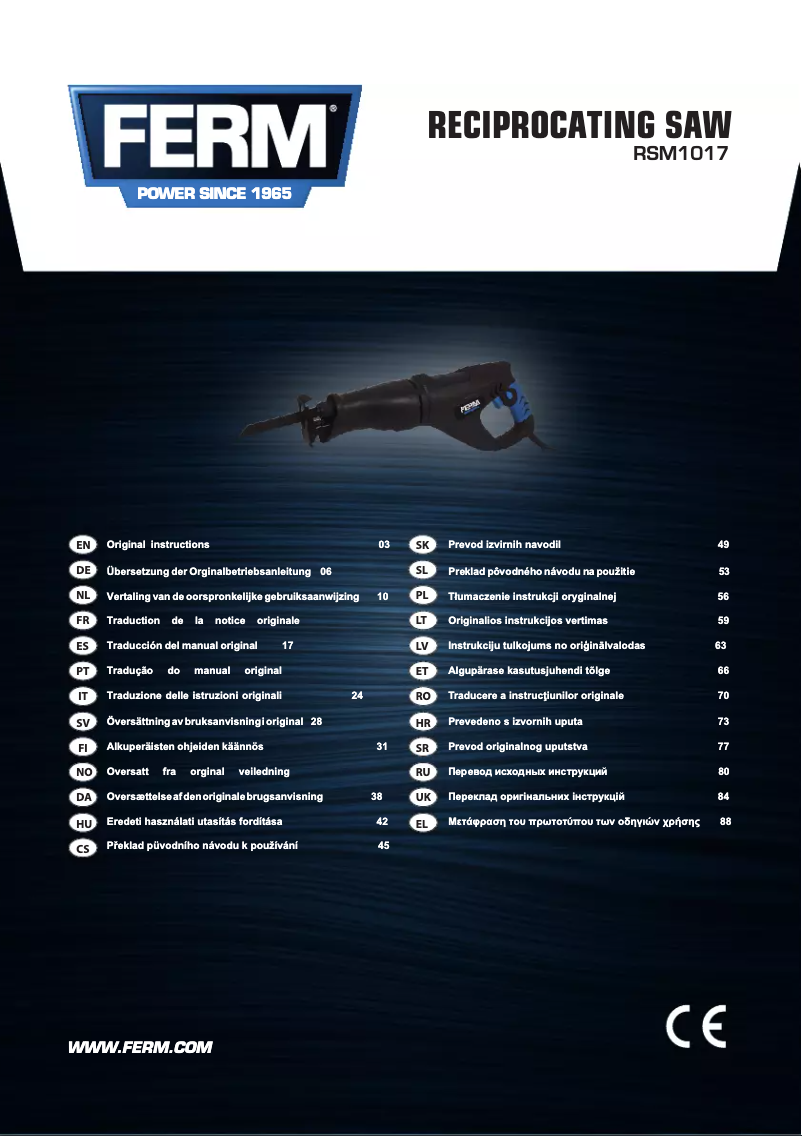 Page n°1 - Manuel utilisateur Ferm RSM1017