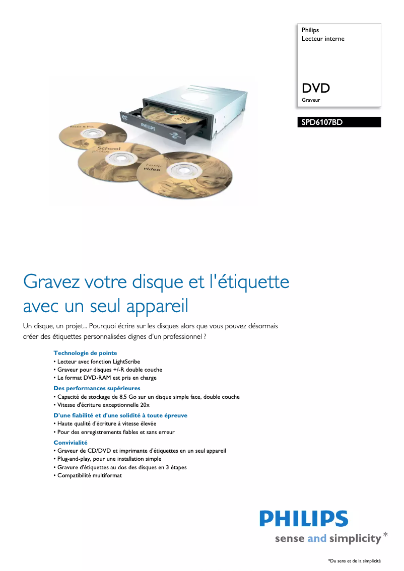 Image de la première page du manuel de l'appareil SPD6107BD