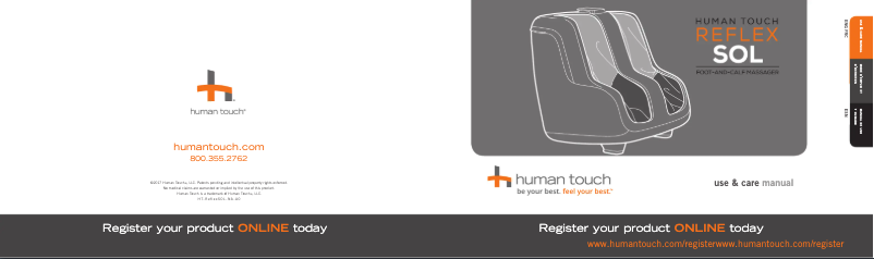 Page 1 de la notice Manuel utilisateur Human Touch Reflex SOL