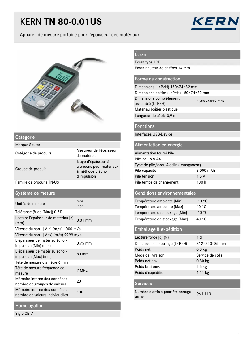 Imagen de la primera página del manual del dispositivo TN 80-0.01US