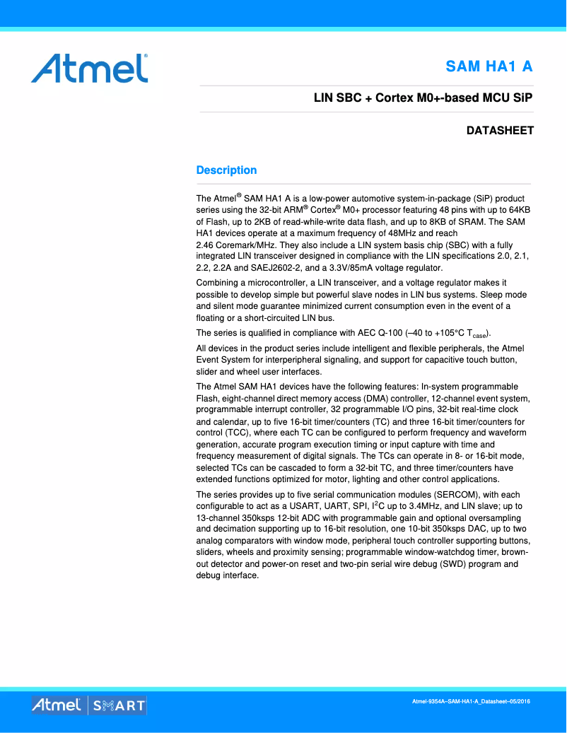 Página 1 del manual Manual de usuario Microchip ATSAMHA1G16A