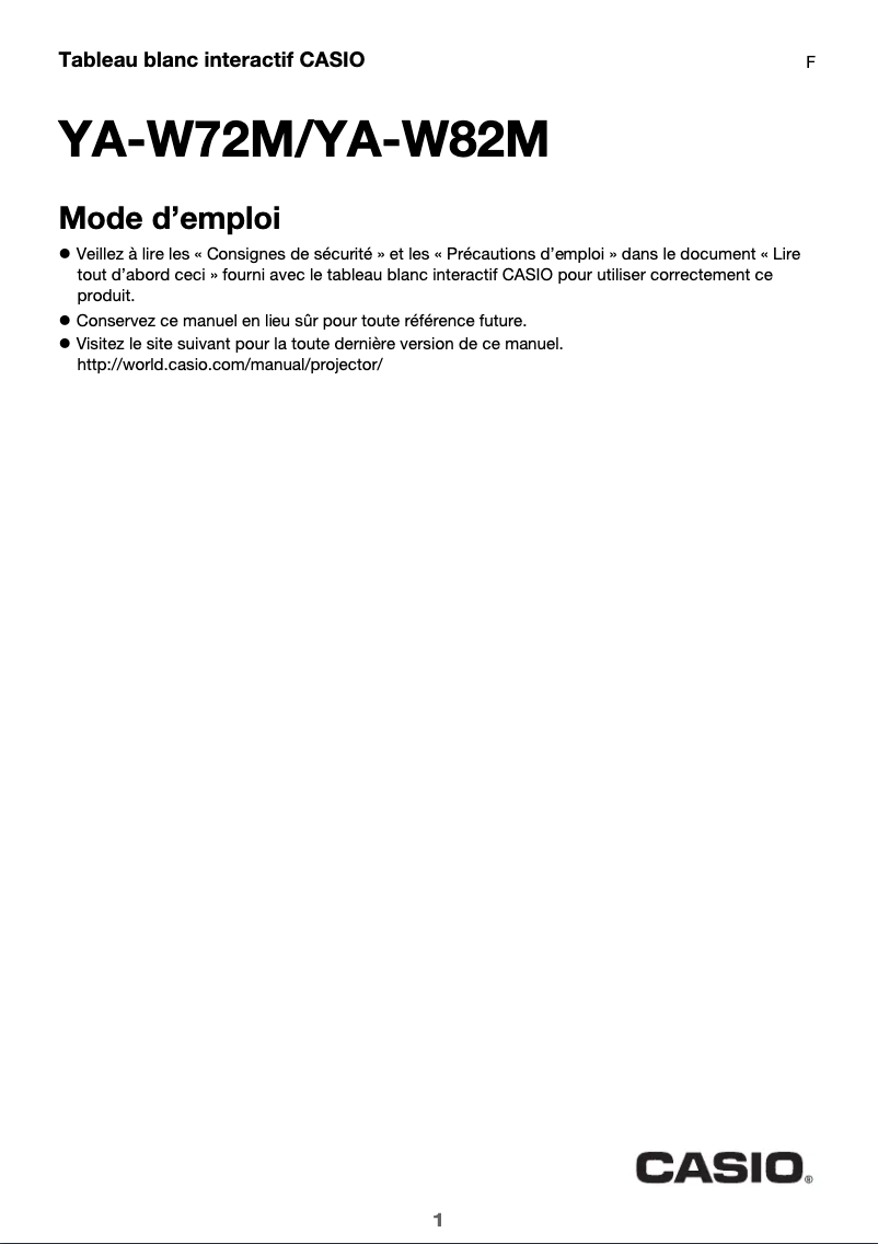 Image de la première page du manuel de l'appareil YA-W82M