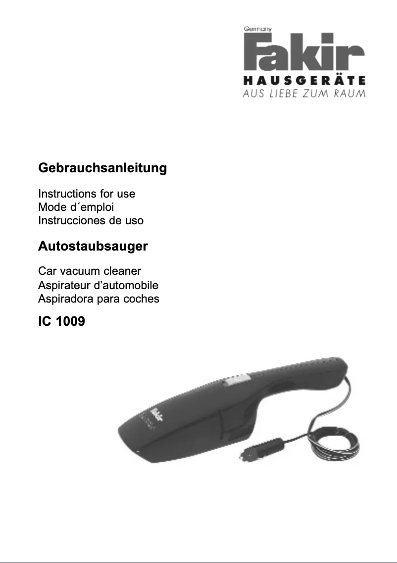 Image de la première page du manuel de l'appareil IC 1009
