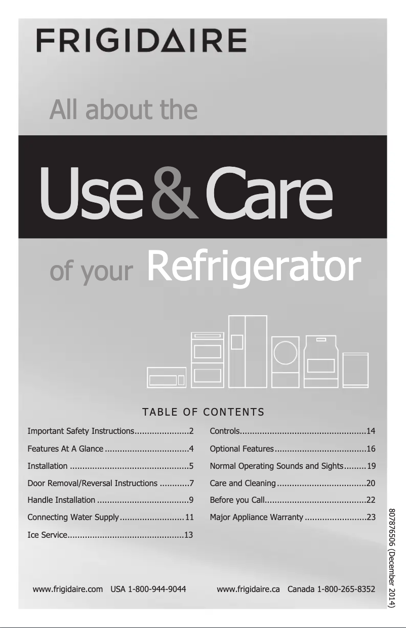 Page n°1 - Mode d'emploi Frigidaire FFHI2131QS