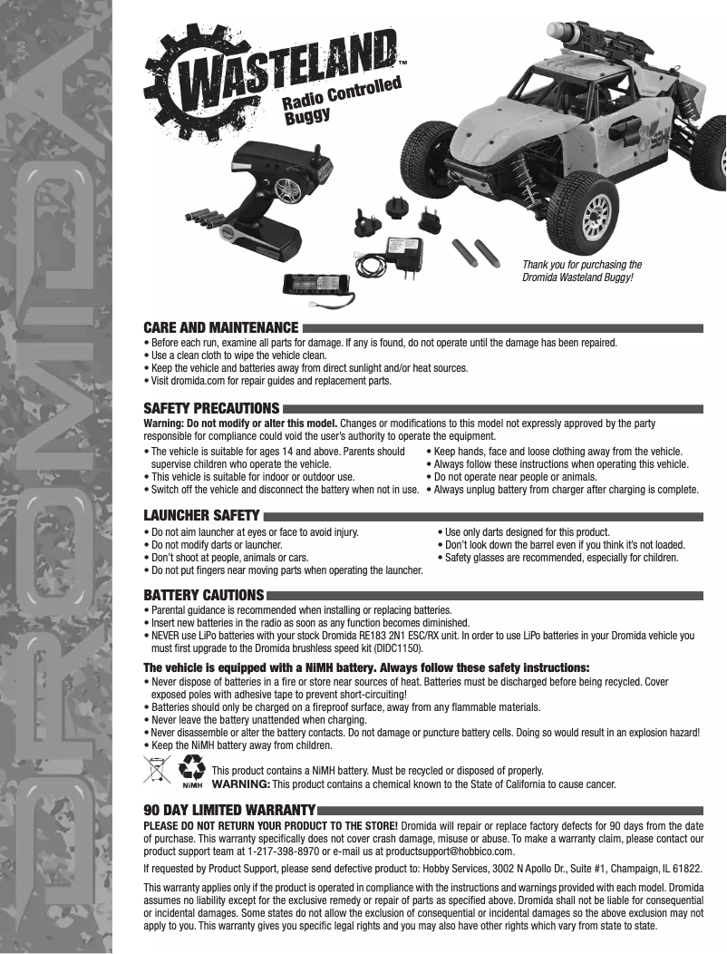 Page 1 de la notice Manuel utilisateur Dromida DIDC0060
